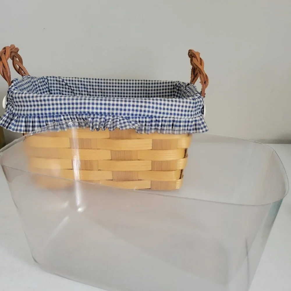Peterboro Basket Co Braided Leather Handles Basket w Plastic insert 10